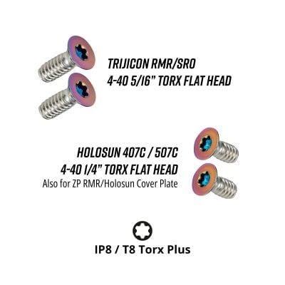 Spectrum Screws for Trijicon RMR / SRO and Holosun 407c / 507c - 4-40 5/16" and 1/4"