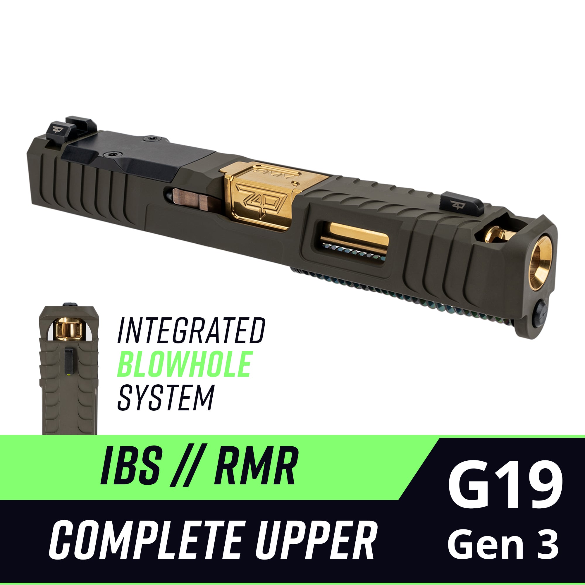 Integrated Blowhole System (IBS) Complete Upper for Glock 19 Gen 3